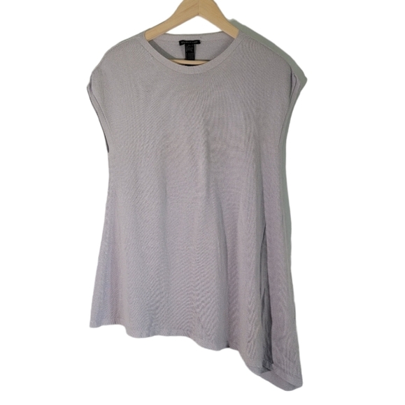 EILEEN FISHER Made in Italy Women Silk Cashmere Gray Metalic Tank Top Sz XS - Picture 1 of 11